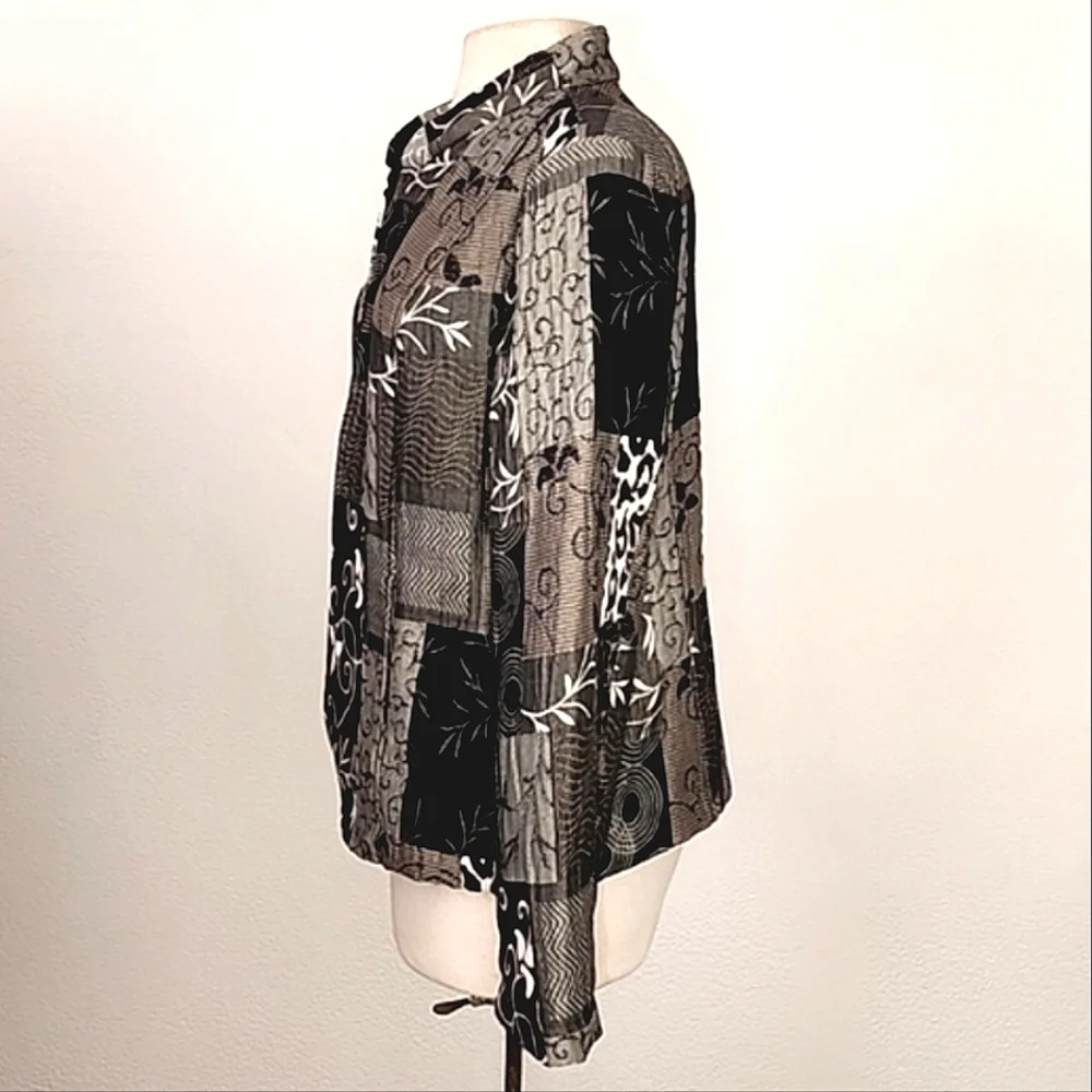 Christopher & Banks Jacket Patchwork Long Sleeve Black Size L